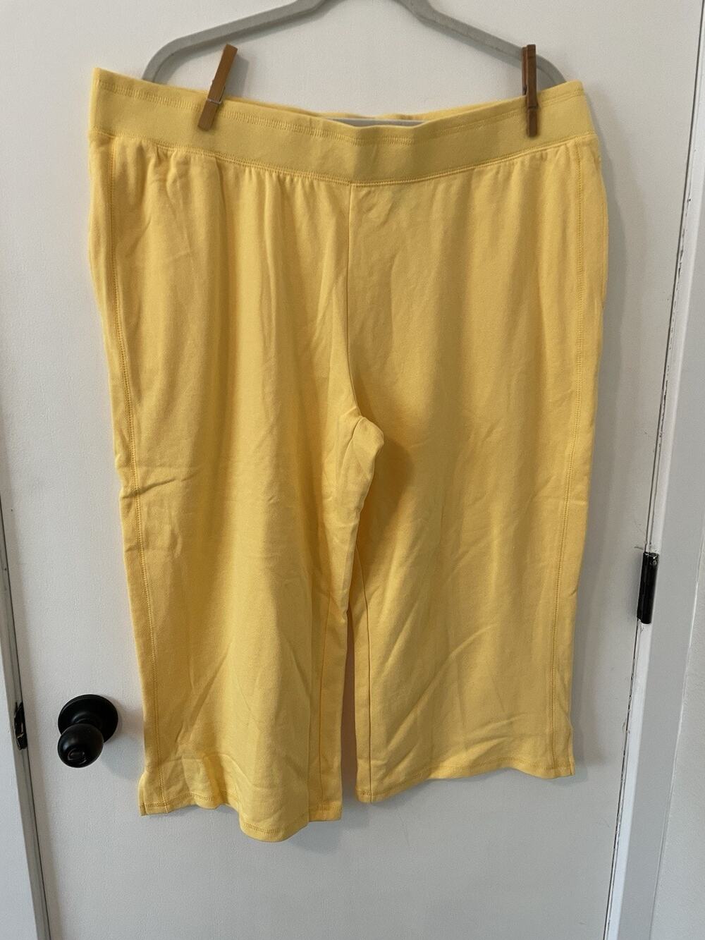 Anybody Petite Cotton French Terry Cropped Pants XLP Pineapple A3